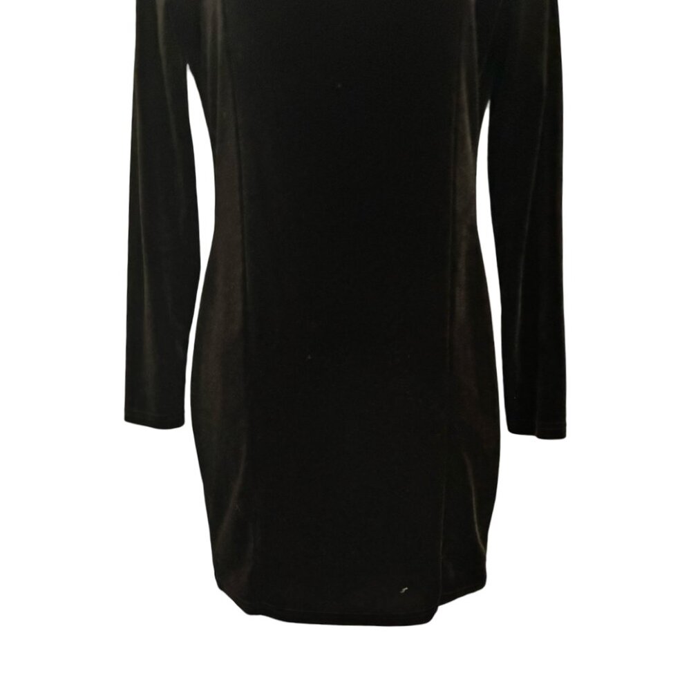 Sz.M*Unbranded*Black Velvet Long-Sleeve Mini Dress - Picture 3 of 6